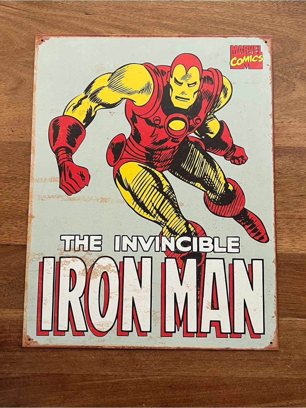 Marvel Comics The Invincible Iron Man Metal Sign - Red & Yellow